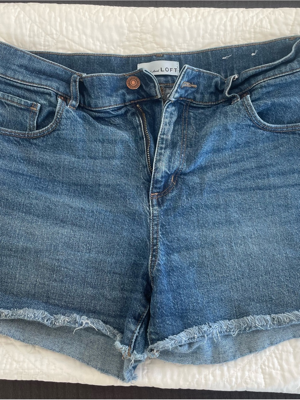 LOFT Blue Denim Cutoff Shorts with Frayed Hem